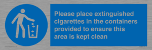 Please place extinguished cigarettes in the containers provided to ensure this area is kept clean